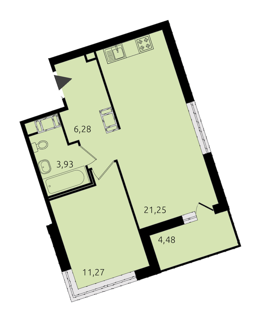 1-комнатная квартира 42.79 м², 17/17 эт., ЖК «Новые горизонты 2»